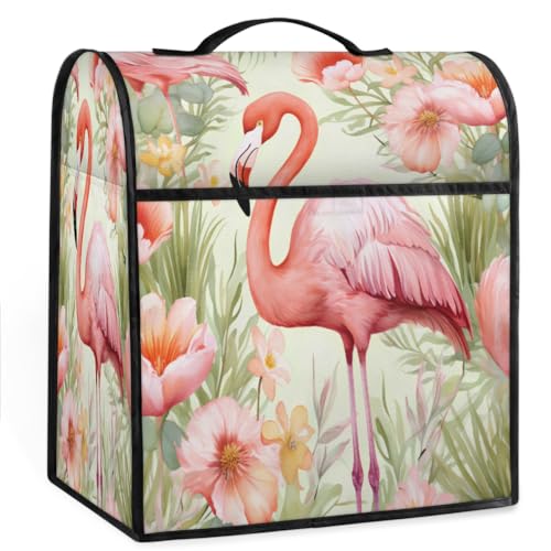 Coffee Maker Cover Watercolor Flower Flamingo Kitchen Appliance Covers Small Appliance Covers Blender Cover Juicer Cover Dust Covers for Kitchen Appliances with Top Handle and Pockets,Washable,B220