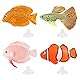 Jubapen 4 Stück Künstliche Fisch Aquarium Gefälschter Fisch Schwimmende Aquarium Ornamente Silikon Gefälschter Tropischer Fisch für Aquarium Dekoration Künstliches Fischaquarium (4 Größen, 4 Farben)