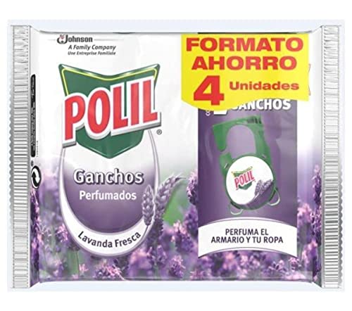 Polil Gancho Perfumado Lavanda, Perfuma y Protege tu Armario, 4 Ganchos