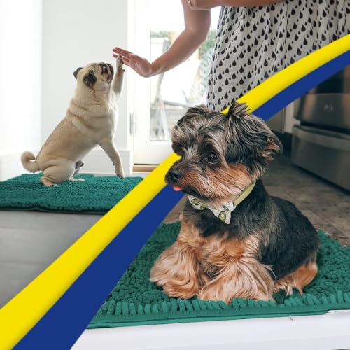 Image of Muddy Mat | Super Water Absorbent Door Mat Indoor, Microfiber Quick Dry Chenille Entryway Rug, Slip Resistant Front Door Mat, Indoor Mats for Entryway, Machine Washable Pet Rug, Slate Blue 30 inch x 60 inch