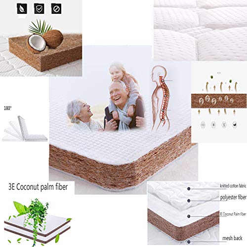 Wjxboos DSGDSB Tatami Tri-Fold Mattress, Thick 3E Coconut Palm Mattress Pad Orthopedic Coir Sleeping Mat Firm Feel Quiet Guest Bed Floor Mat-White 135X190Cm thumb #6