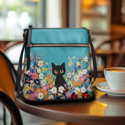 Image of Leather Purses for Women, Leather Hobo Bags for Women Travel Sling Purse Triple Zippered Pockets Shoulder Bag