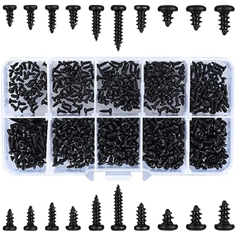Tornillos Autorroscantes YiPHomn, 500 Piezas Cabeza Redonda Negra Cover