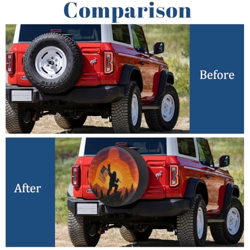 Image of Bigfoot American Flag Spare Tire Cover Wheel Covers Protectors Waterproof Dust-Proof Universal Fit Trailer, RV, SUV and Many Vehicle 14 Inch,C-06