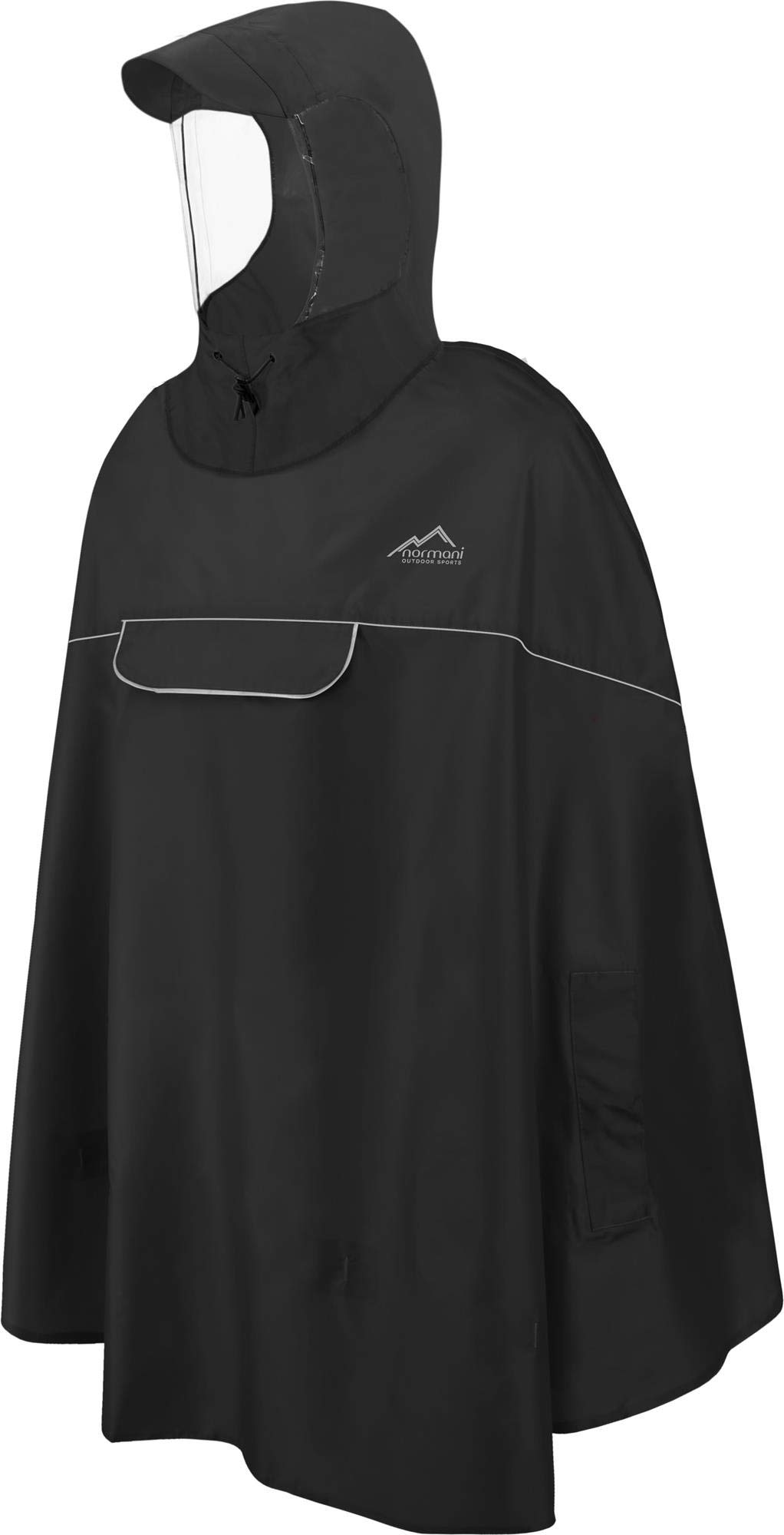normani Wasserdichter Fahrrad-Regenponcho Regencape für Damen und Herren - Kapuze mit Sichtfenster - Wassersäule: 12.000 mm - 3M™ Scotchlite™ Reflektor und YKK-Reißverschluss