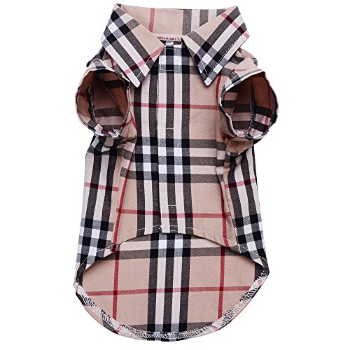 Small Dog Puppy Shirt Clothing Cat Cotton Lapel Costume Polo Apparel - Western Plaid Dog Clothes for Pet