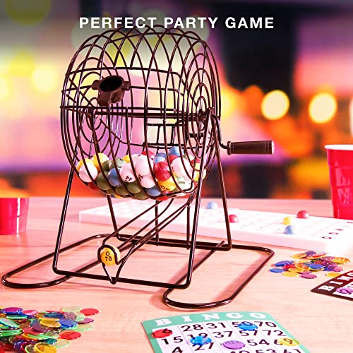 Royal Bingo Supplies Bingo Game Set For Adults, Seniors, Family & Kids - 100 Cards 500 Chips 75 Balls, Roller Cage & Board - Jumbo Set #TOP4