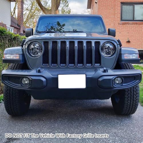 Image of 9PCS Grille Inserts Headlight Cover Kit Fitment for Jeep (2020-2023) Gladiator JT (Black, JT)