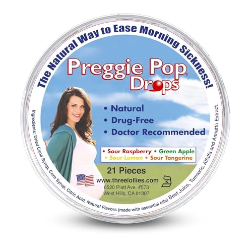 Image of Preggie Pop Drops | 21 Drops | Morning Sickness during pregnancy | Safe for pregnant Mom & Baby | Gluten Free | Four Flavors: Lemon, Raspberry, Green Apple, Tangerine