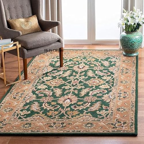 Image of 6x9 Ft Woolen Area Rug -, Tufted Wool Carpet for Home Interiors & Office Decor