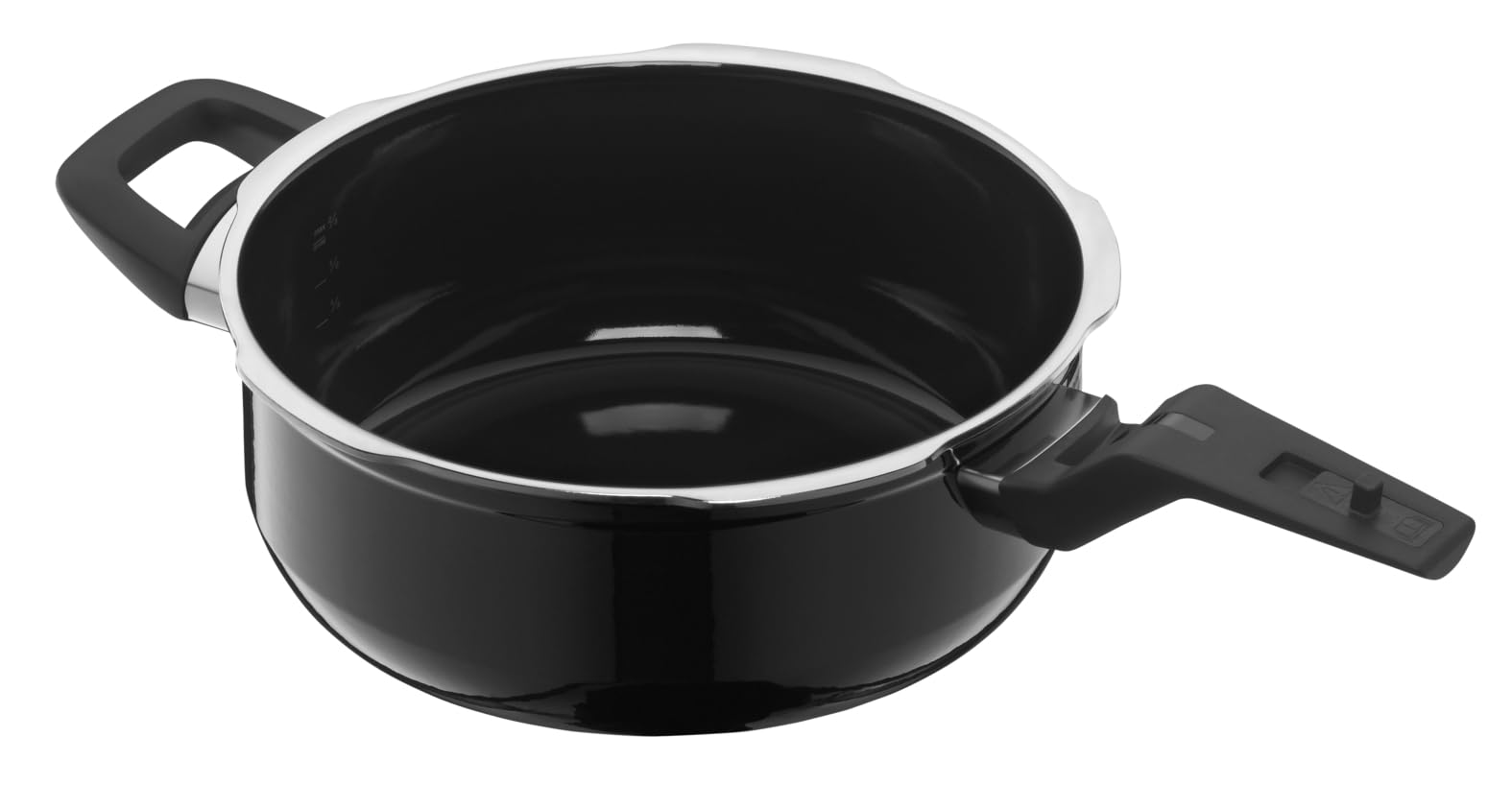 WMF Perfect Premium Fusiontec - Pentola a pressione a induzione, 3 l, in ceramica high-tech, 2 livelli di cottura, con manopola tutto in uno, colore: Nero