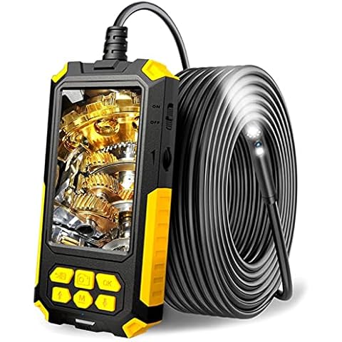 DDENDOCAM Dual Lens Endoscope Inspection Camera 4.5'' IPS Screen 1080P HD Digital Borescope Camera IP67 Waterproof Snake Camera with LED Light, 2600mAh Battery, Semi-Rigid Cable, 32GB TF Card (2M) Cover