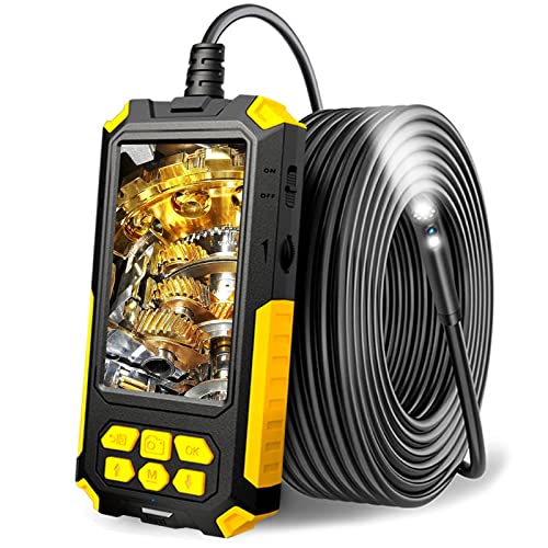 DDENDOCAM Endoscopio Industrial, Endoscopio de Doble Lente 1080P HD, Pantalla IPS de 4,5 Pulgadas, Cámara de inspección Impermeable IP67 con luz LED, Cable semirrígido, Tarjeta TF de 32 GB (2M) Cover