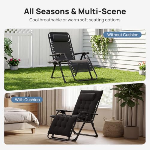 DUMOS Zero Gravity Chairs Set of 2, Lounge Chair Outdoor with Cup Holder by DUMOS - Used condition - Image 4