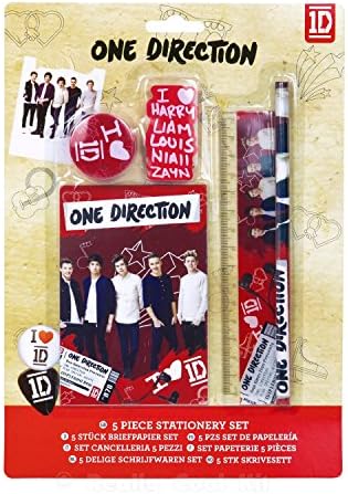 One Direction 5 Piece Stationary Set Latest 2014 Design 1D Ruler Pad Rubber Badge