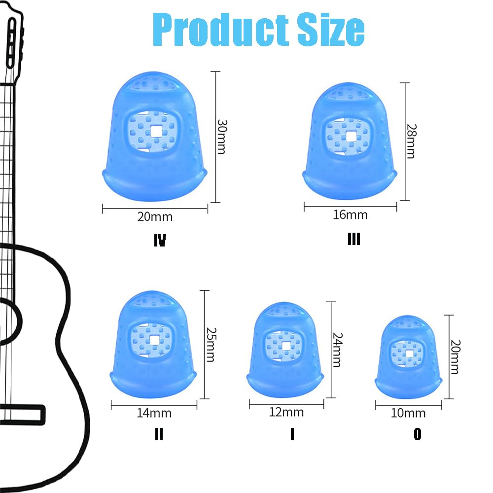 Protège Doigt Guitare - 30PCS Antidérapants 5 Tailles pour Débutants Guitare Ukulélé