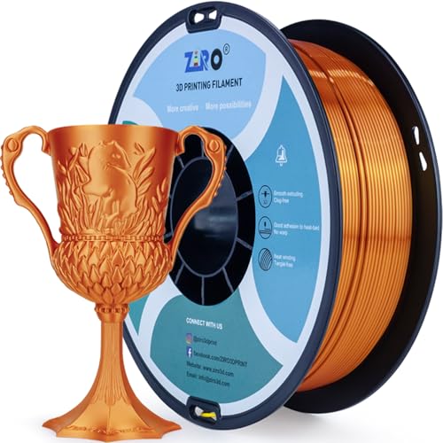 ZIRO PLA 3D Printer Filament, Shiny Glossy Surface, 1KG/2.2lbs, Red Copper