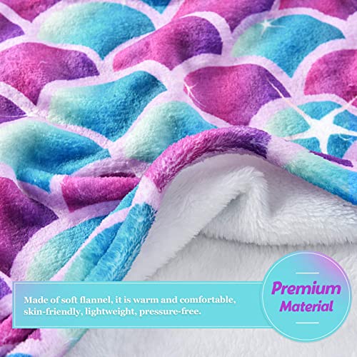 Mermaid Tail Blanket - Plush Mermaid Wearable Blanket For Girls Teens All Seasons Soft Flannel Snuggle Blanket Mermaid Scale Sleeping Bag 55’’ X 24’’ (Purple) #TOP3