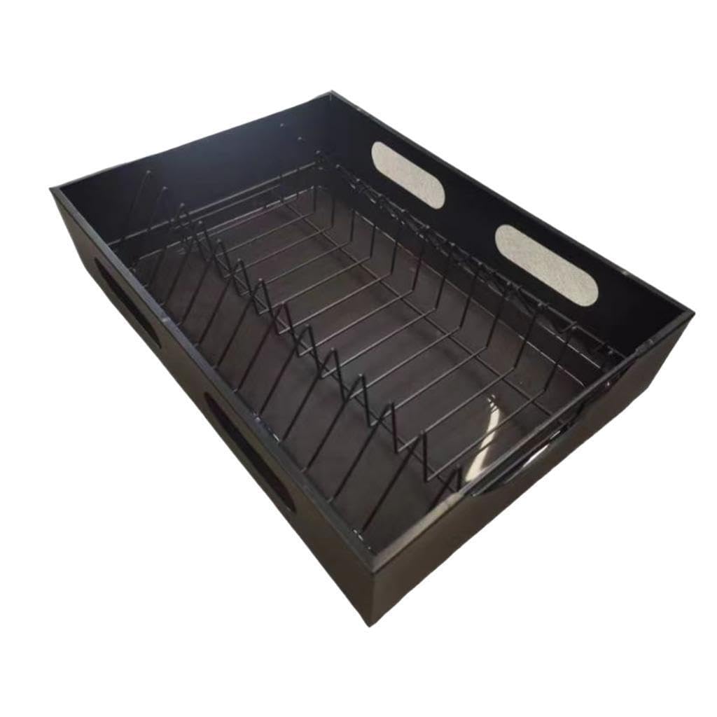 Ausziehbarer Schrankorganizer mit Geschirrablage, Premium Qualität, robuste Schublade zum Herausziehen, hält Küche, Bad, Speisekammer, Schrank, Schwarz, 38.5 x 27.5 x 9. cm