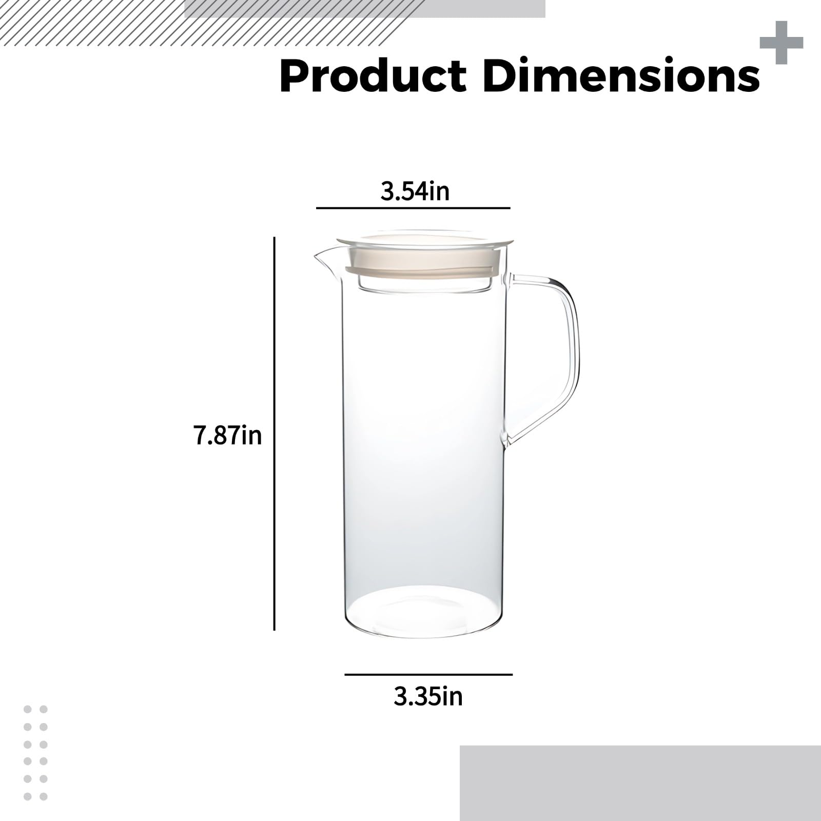 Hitzebeständige Glaskaraffe, 900 ml, Japanischer Stil, Borosilikatglas für Heiß- und Kaltwasser, Eistee, Saft