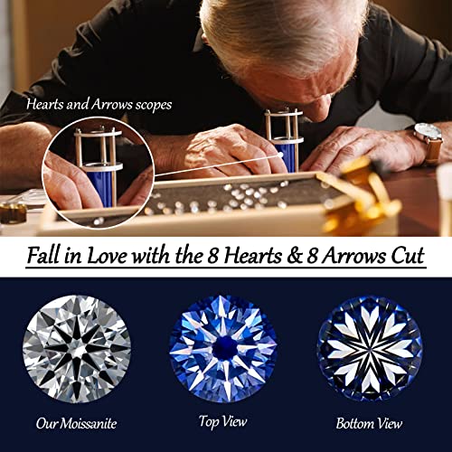 Moissanite Stud Earrings, 2Carat Diamond Earrings Screw Back For Women Men 18K White Gold Plated Silver Hypoallergenic Earring D Color Vvs1 Clarity Brilliant Round Cut Lab Created Moissanite Earrings Father's Day Gifts #TOP6