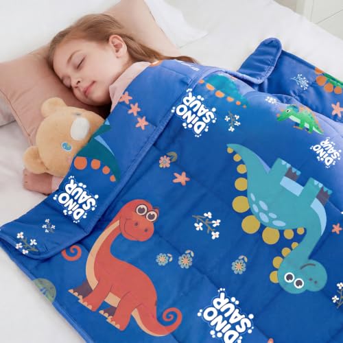 HOSUKKO Weighted Blanket - 5 lbs Blue Dinosaur Heavy Blanket - Small Size Breathable Lap...
