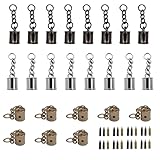 24 Pcs Tassel Cord End Cap Cord End Caps with Screws Tassel Cord End Cap with Screw and Chain for Leather Tassels Metal Tassels, Bags Keychain Accessories