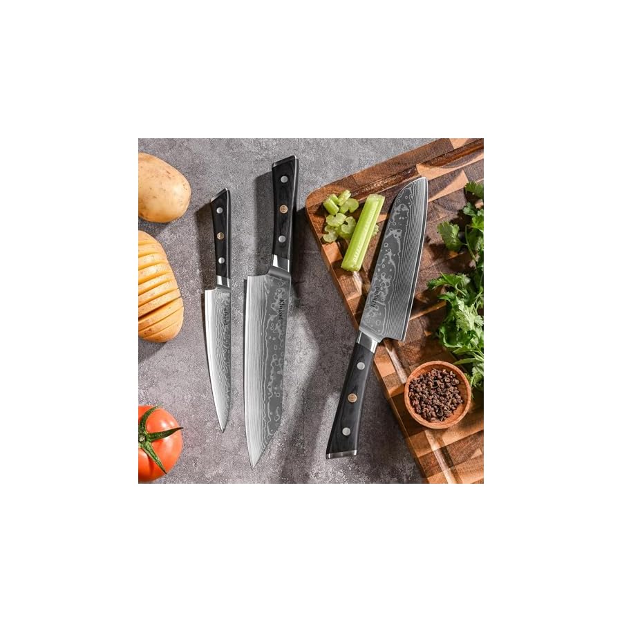 KINGOD-Japanese-Damascus-Chef-Knife-Set-VG-10-Steel-66-Layers-Precision-Kitchen-Knives-Rust-Corrosion-Resistant-Ergonomic-Rosewood-Handles-3-Piece-Set-Ideal-for-Home-Pro-Chefs KINGOD Japanese Damascus Chef Knife Set 3 Piece - VG10 Steel, 67 Layers, Precision Kitchen Knives, Rust & Corrosion Resistant, Ergonomic Rosewood Handles, Ideal for Home & Pro Chefs