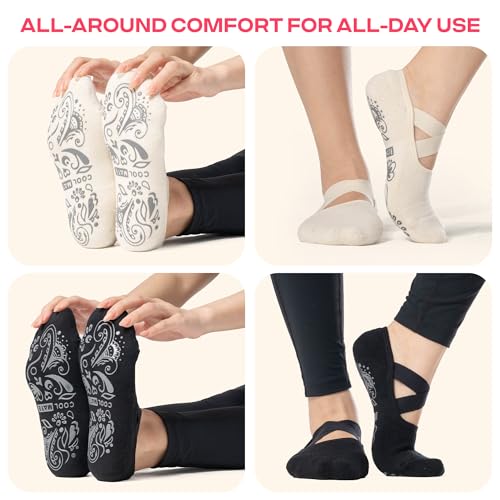 Image of CoolMate Pilates Socks with Grips for Women, Non Slip Yoga Socks