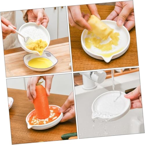 Image of Ceramic Garlic Grater Plate with Brush Manual Crusher Grinder Tool for Ginger, Garlic, Turmeric, Nutmeg, Fruits & Vegetables Durable, Easy to Clean, Non-Slip Kitchen Utensil (1)