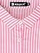 Allegra K Women's Striped Button Down Roll-up Long Sleeves Point Collar Shirt Medium Pink