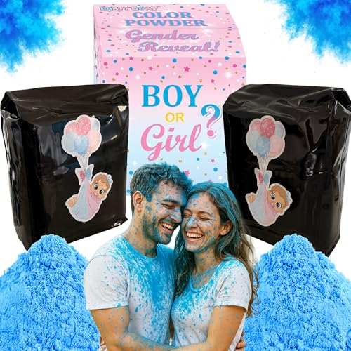 Baby Boy Gender Reveal Powder 6 lbs Blackout Bags Vibrant Blue Powder for Tire Burnout Smoke Exhaust Color & Target to Shoot. Leakproof & Non-Toxic Party Kit. 2 x 3LB + Gender Reveal Idea Guide