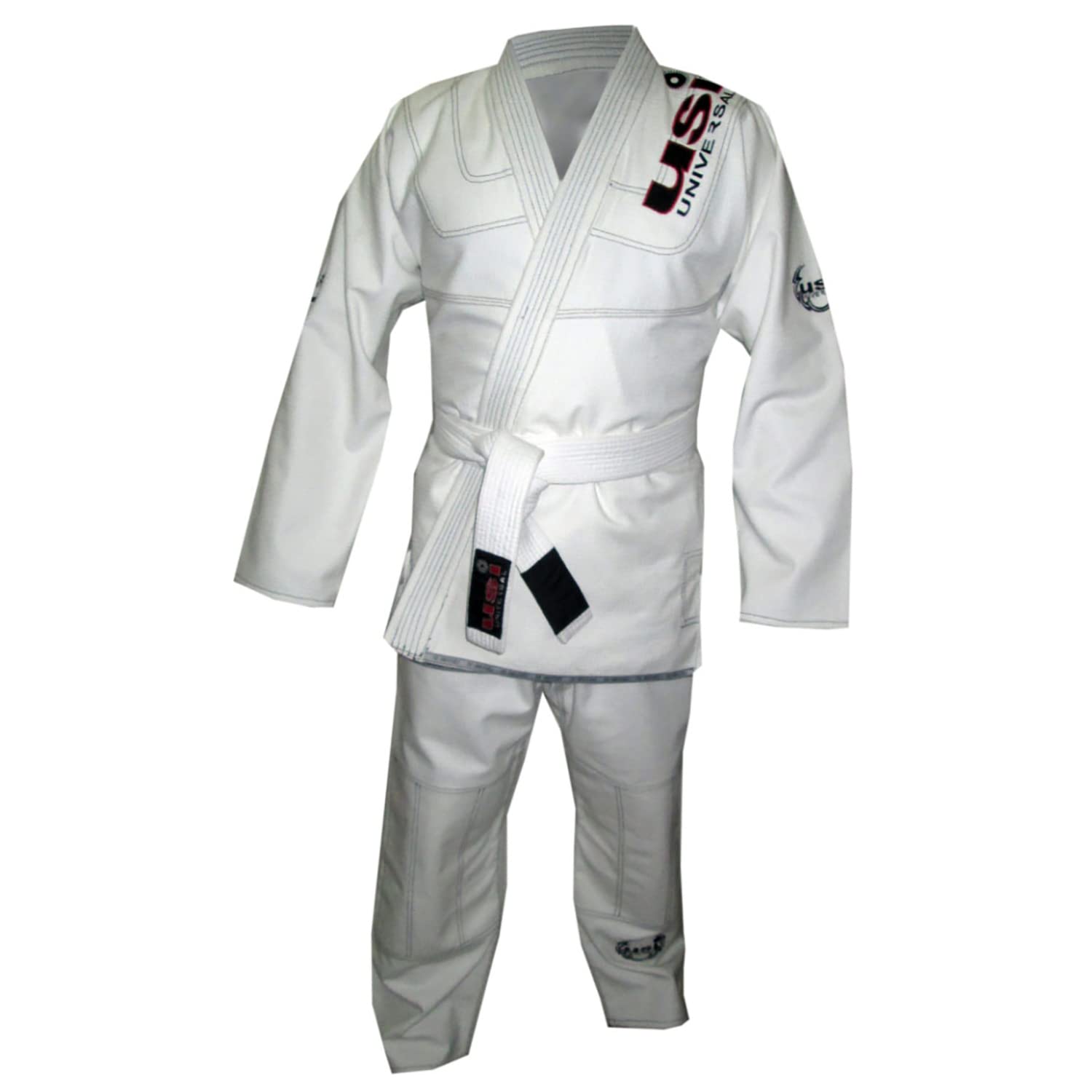Jiu Jitsu Gi Dress for Men, 411s Jiu Jitsu Gi BJJ Gi with Jacket, Pants, and Black Belt for Martial Arts Training Grappling gi Uniform (A1, White)