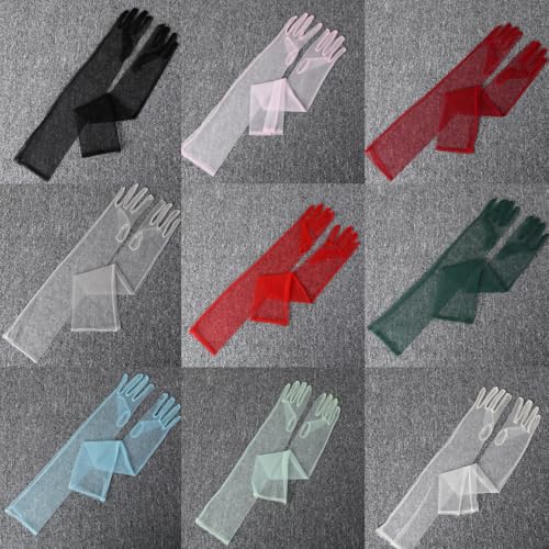 Women's Long Gloves for Wedding Tulle Bridal Party Evening Gloves Full Finger2