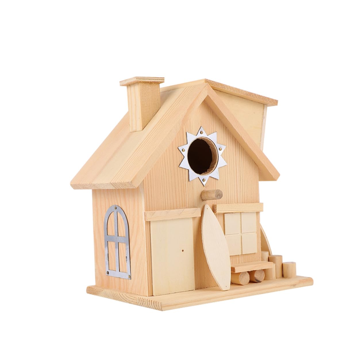 Casa para Pájaros De Madera Estilo Rústico Colgante para Exteriores como Nido Tipo Cabaña De Madera