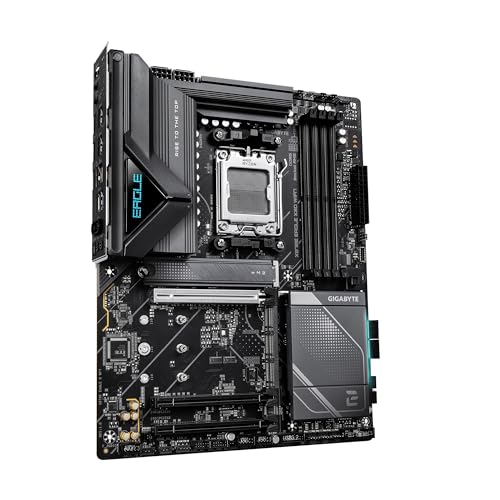 Image of GIGABYTE X870E Eagle X3D WF7 AMD AM5 ATX Motherboard, Supports AMD Ryzen 9000 /8000 /7000 Series, DDR5, 16+2+2 Power Phase, 4X M.2, PCIe 5.0, USB4 Type-C, WIFI7, 5 GbE, PCIe EZ-Latch, 5-Year Warranty