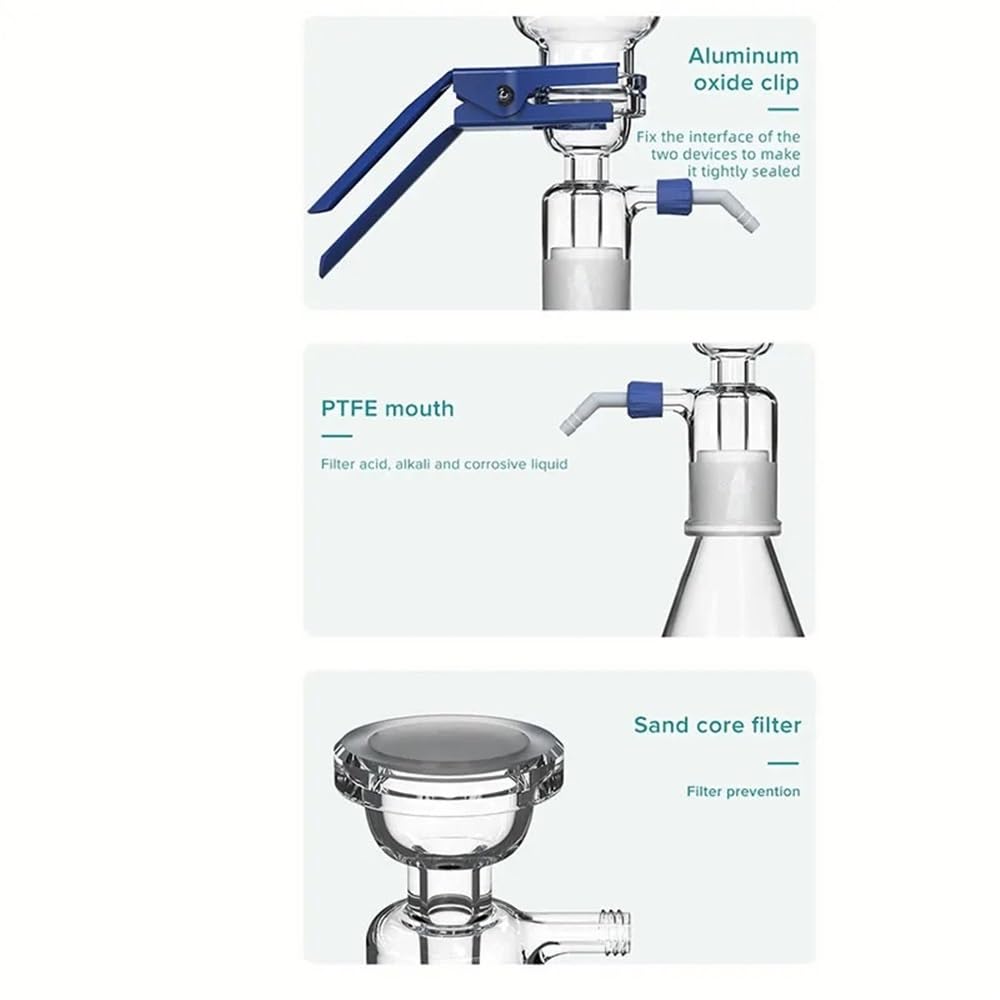 Attrezzature e forniture di laboratorio Testa di filtraggio in vetro for apparecchio filtrazione sotto vuoto da 1000 ml Filtro a membrana a sabbia Vetreria laboratorio