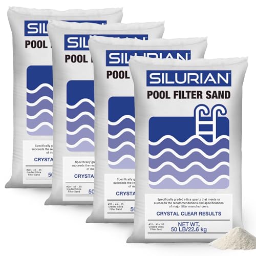 US Silica 4 Pack Silurian 20 Grade Angular Pool Filter Sand, Washed and Screened Angular Particles, Ideal for Pool Filtration and Optimal Water Clarity
