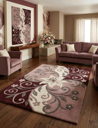 Image of Hand Tufted Premium Wool Floral Vine Design Carpet, Traditional Botanical Pattern Carpet for Living Room, Bedroom, Office & Home Decor Size 12x18 Feet
