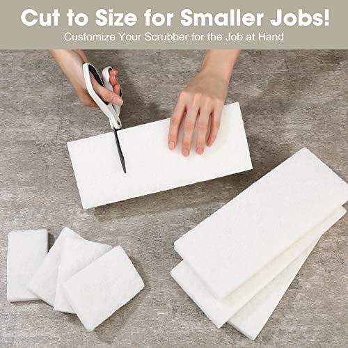 Image of 40 Pieces Non Scratch Scrubbing Pad Reusable Kitchen White Dish Scrubber Scouring Sponge Pads Multi Purpose for Kitchen Household Cleaning Supplies, 10 x 4 Inch