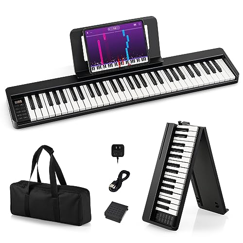 DREAMADE Piano Numérique, Clavier 61 Touches Pliable avec Deux Claviers & Écran LED & Bluetooth, Piano Électrique Portable avec Sac de Piano pour Débutants & Enfants - Les Beatles, Paul McCartney, John Lennon, RIngo Starr, George Harrison DREAMADE Piano Numérique, Clavier 61 Touches Pliable avec Deux Claviers & Écran LED & Bluetooth, Piano Électrique Portable avec Sac de Piano pour Débutants & Enfants