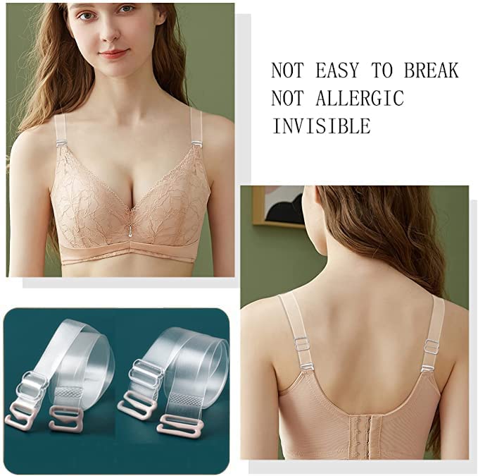 Clear Invisible Bra Strap 4 Pairs Soft Non-Slip Adjustable Bra Strap Max Length 65cm/25.6in Transparent Shoulder Strap2