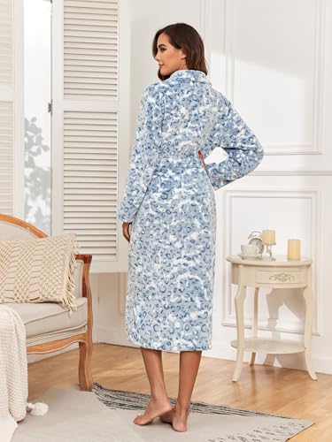 Image of RONGTAI Womens Bathrobe Ladies Fleece Plush Warm Long Robes Fleece Nightgown Sleepwear
