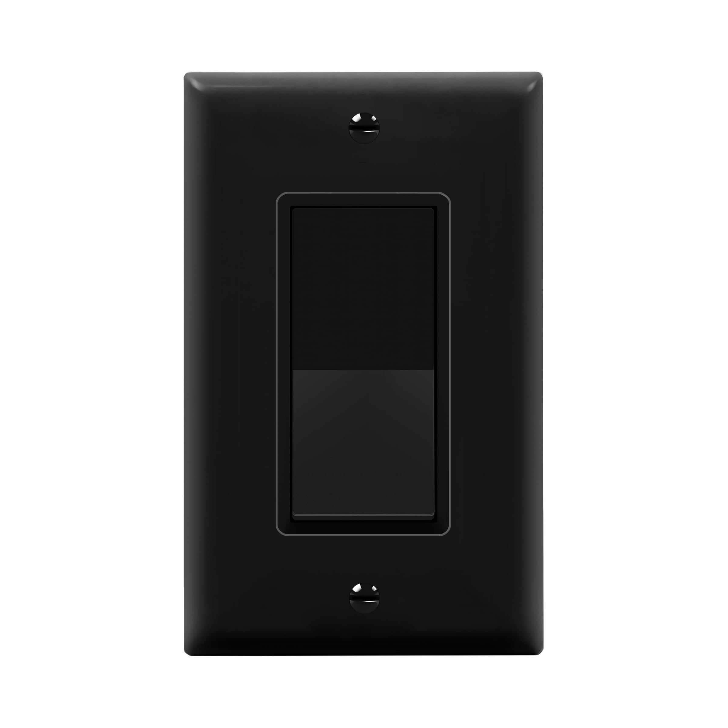 ENERLITES Decorator Switch with Wall Plate, Paddle Light Switch, 3-Way or Single Pole, 3 Wire, Grounding Screw, Residential Grade, 15A 120V, UL listed, 93150-BKWP, Black with Wall Plate