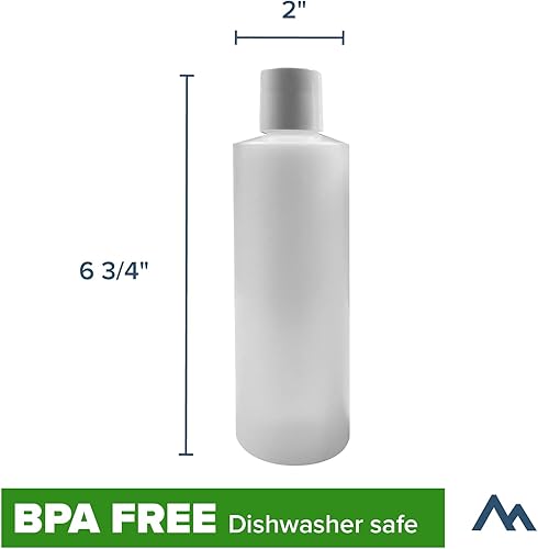 Miniatura 2 de Pinnacle Mercantile Paquete de 6 botellas de plástico para apretar, tapa abatible, 8 onzas, recargable, champú de viaje, jabón y loción,