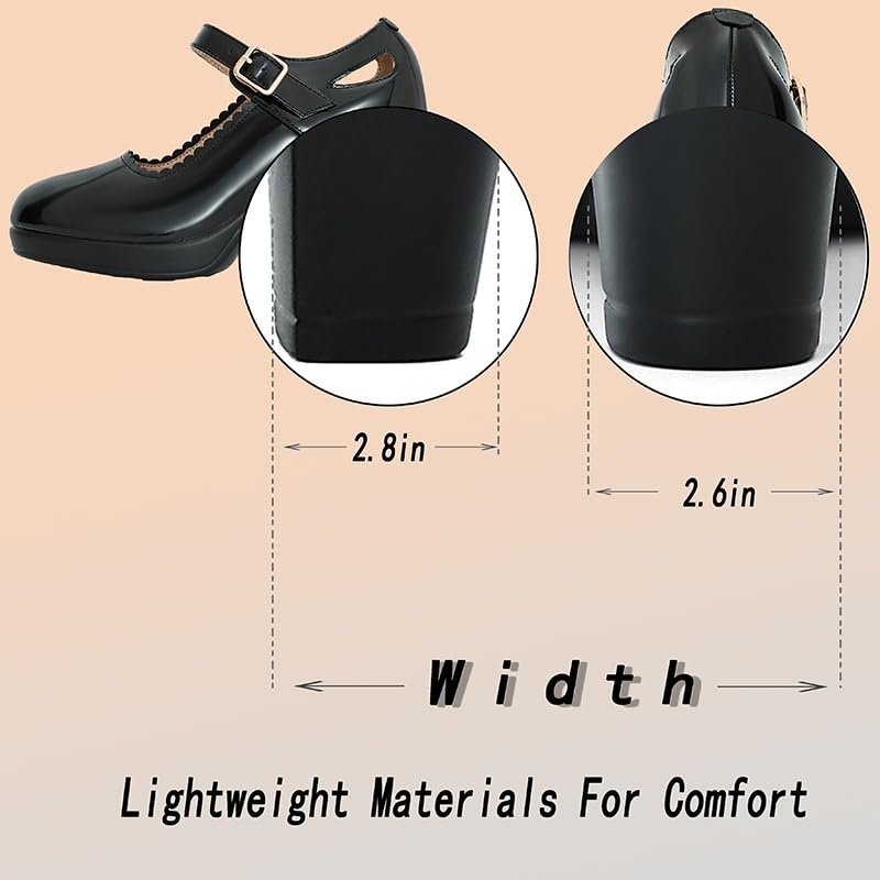 CYBLING Women's Mary Jane High Heels Shoes Ladies Pointed Closed Toe Ankle Strap Dress Pumps4