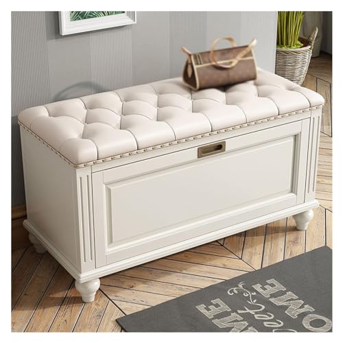 Banc pour entrée blanc au design épuré avec étagère cachée