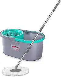 Noviça - Mop Balde Compacto de 10 Litros Centrífuga do Balde com Sistema de Torção da Microfibra e Cabo Desmontável, Bettanin
