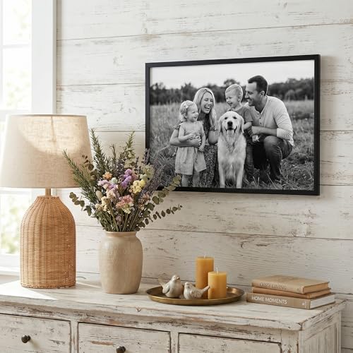 Image of Americanflat 18x12 Picture Frame with Polished Plexiglass - Streamline Collection - Thin Border Picture Frame for Wall Display - Hanging Hardware Included - Black
