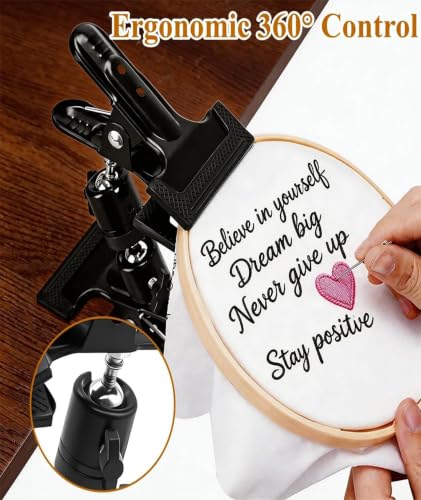 Image of Embroidery Stand, Embroidery Hoop Stand, Adjustable for Cross Stitch and Needlework, Tabletop or Lap Use, Stable Embroidery Frame Holder for Sewing Projects